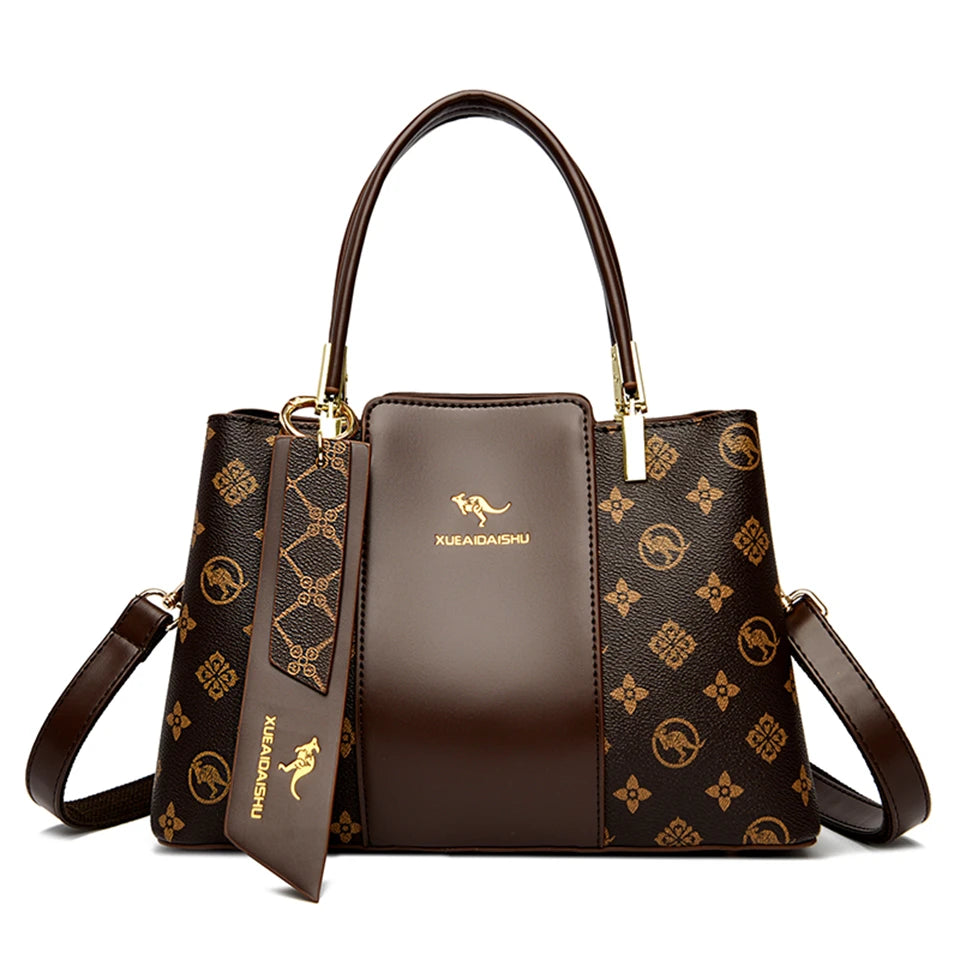 Sac à main de luxe imprimé grande capacité en cuir souple pour femmes, sac à bandoulière de loisirs de styliste pour dames