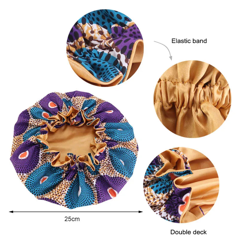 Bonnet de nuit élastique pour enfants, imprimé africain, Turban doublé en Satin, chapeau de nuit, Turban pour enfants, outils de coiffure