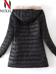 Nouveau en automne hiver manteau femme mode coréenne édition élégante à capuche droite Parkas chaud flanelle vestes pour femmes vêtements