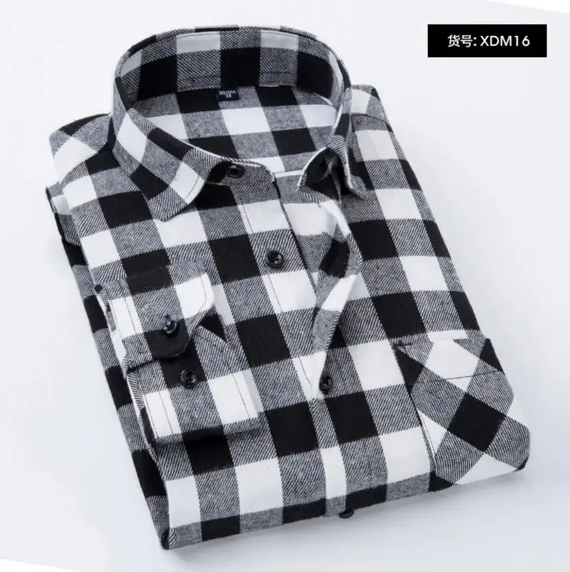Chemise décontractée en coton à carreaux pour hommes, chemise habillée en glouton, manches longues, coupe couvertes, mode printemps et automne, 2025