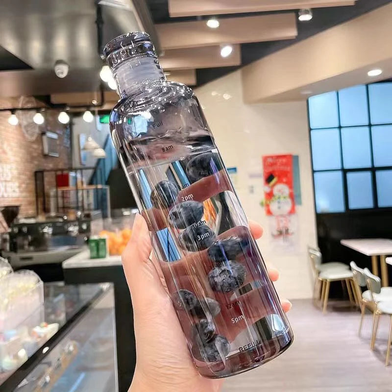 Nouvelle tasse d'eau Sport bouteille d'eau avec échelle de temps Couple en plastique Portable conteneur d'eau Anti-chute bouteille d'eau extérieure