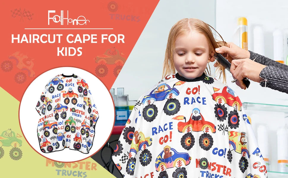 Children's hairdresser's cape, cartoon design, for hair salons, polyester pongee, barber's robe, hair care, hairdressing supplies