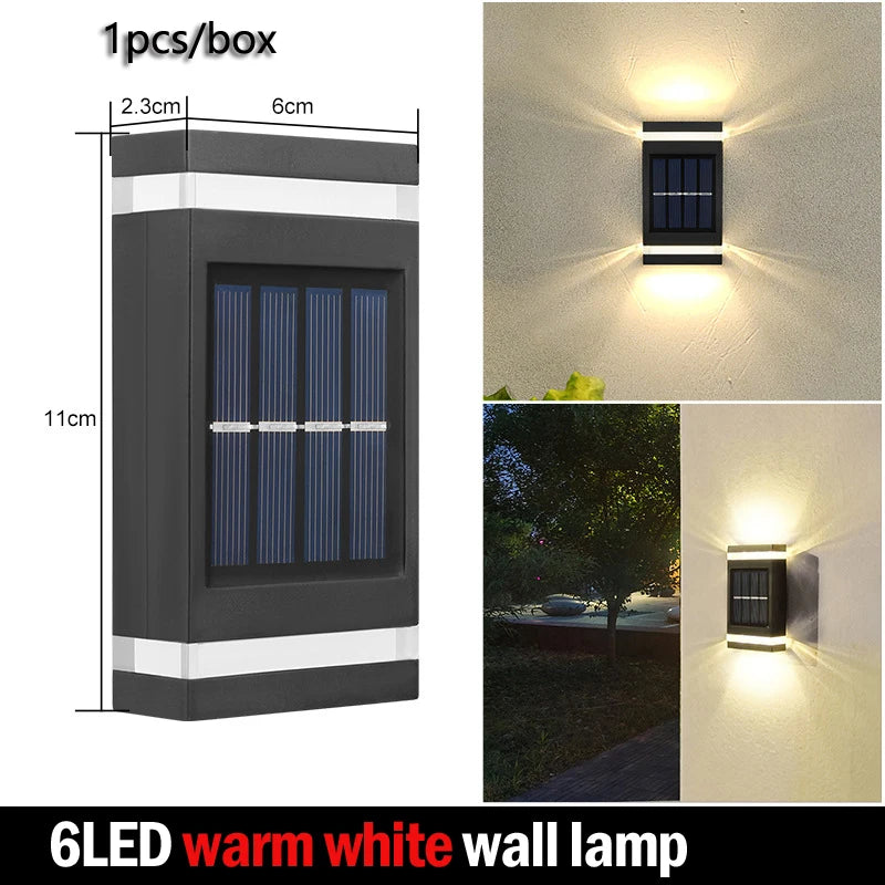 Lampe murale solaire extérieure étanche à énergie solaire éclairage haut/bas pour jardin cour décoration extérieure de la maison IP65 lumière de chemin solaire