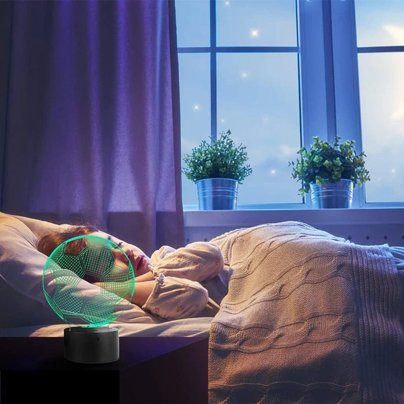 Veilleuse de Football pour enfants avec télécommande, 7 couleurs changeantes, cadeau d'anniversaire, de noël, de saint-valentin, Fan de Sport pour garçons et filles