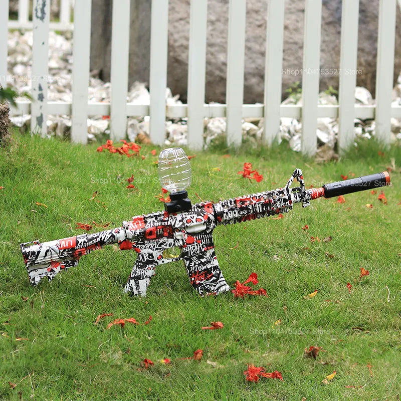 Boule de Gel électrique Blaster, pistolet à jouets, finition métallique à grande vitesse, jeux de plein air, activités de jouets, jeu d'équipe pour plus de 14 (Bullets exposés)