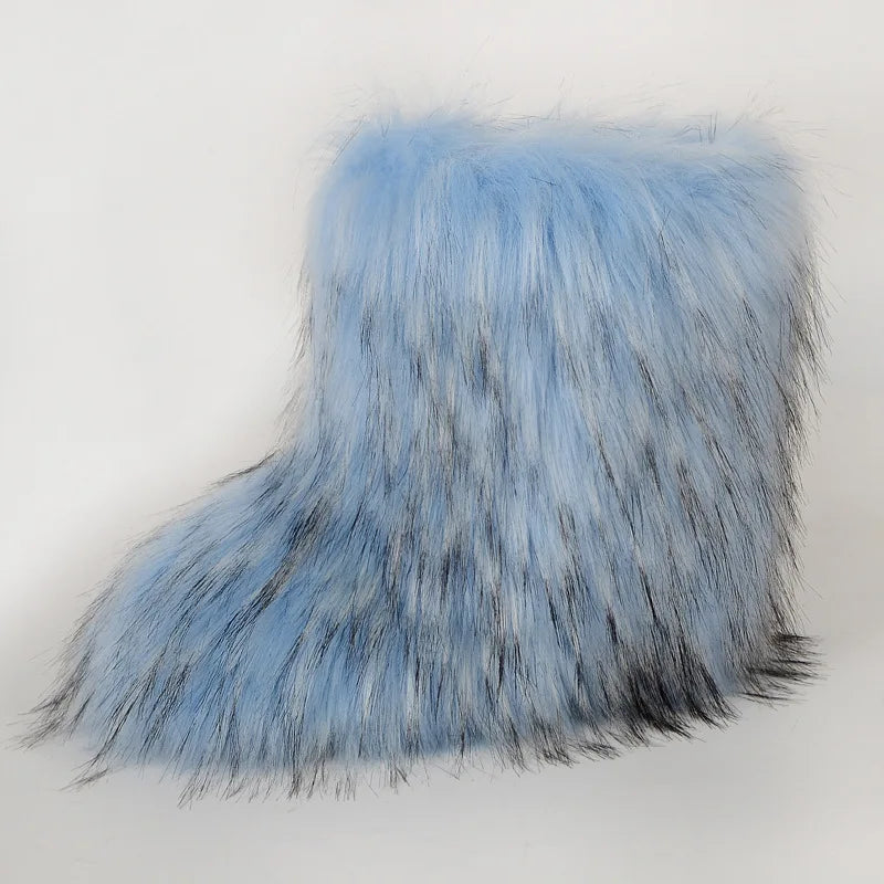 Bottes de neige d'hiver pour femmes en plein air de luxe fourrure fausse fourrure de renard bottes femme en peluche chaud plate-forme chaussures nouvelle mode Bottes grande taille 46