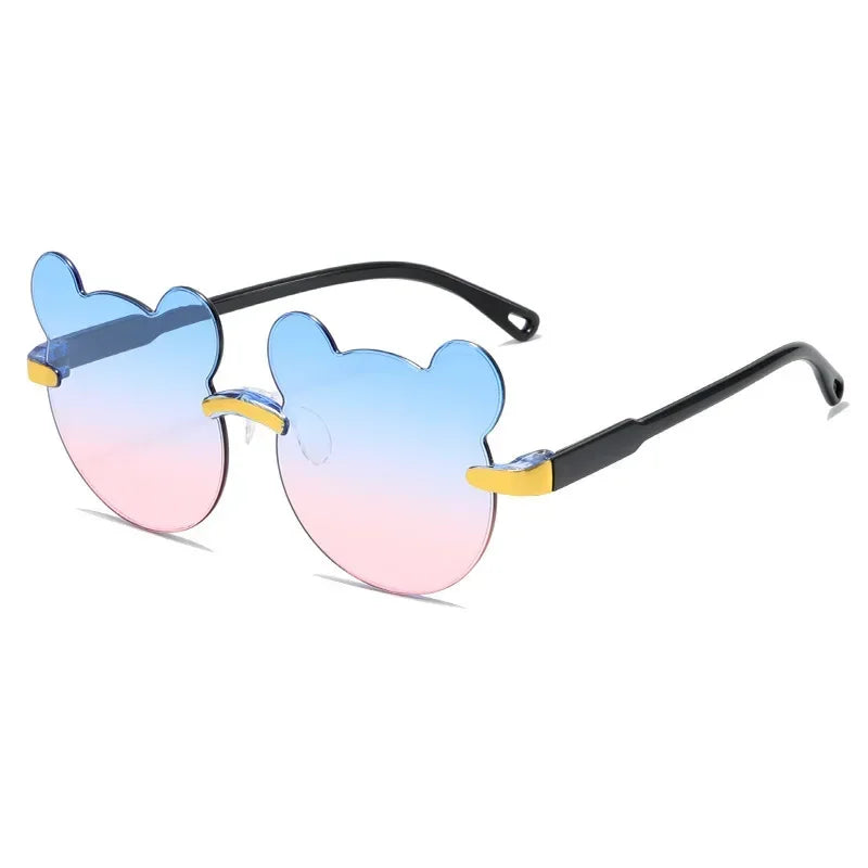 Lunettes de soleil pour enfants en forme d'ours lunettes pour enfants dessin animé sans monture UV400 lunettes pour enfants en plein air Anti-éblouissement filles garçons lunettes de soleil