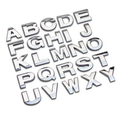 Autocollants de voiture alphabet en métal 3D, insigne argenté chromé, lettres, chiffres, logo, accessoires automobiles, autocollants de décoration