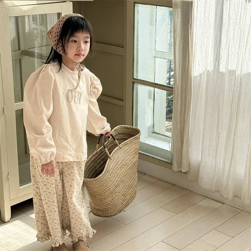 Pantalon sarouel en coton pour filles, vêtements décontractés pour enfants, pantalon en velours côtelé pour tout-petits, longueur rinçage, printemps, nouveau, 2025