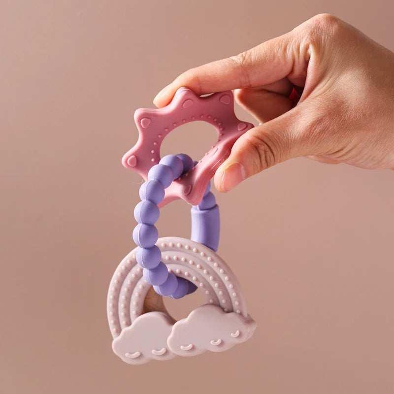 Anneau de dentition en Silicone pour bébé, 1 pièce, sans BPA, Bracelet en Silicone, feuille, jouets de dentition, anneau en bois, dent d'allaitement, jouets cadeaux pour nouveau-né