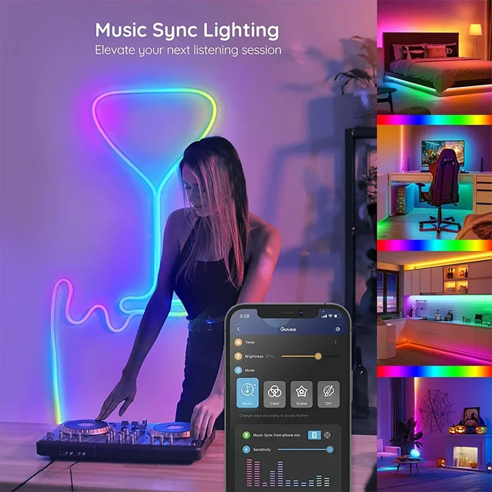 5V USB RGB 5050 LED strip light, Bluetooth app control, suitable for decorating bedrooms and children's rooms