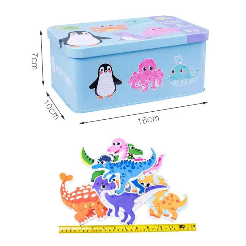 Puzzle en bois pour bébé jouets Montessori dos boîte en fer pour enfants de 2 3 et 4 ans