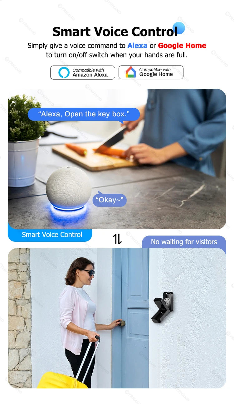 TTlock-Boîte de verrouillage à clé intelligente, sans fil, électronique, application, code numérique, Bluetooth, coffre-fort pour hôte