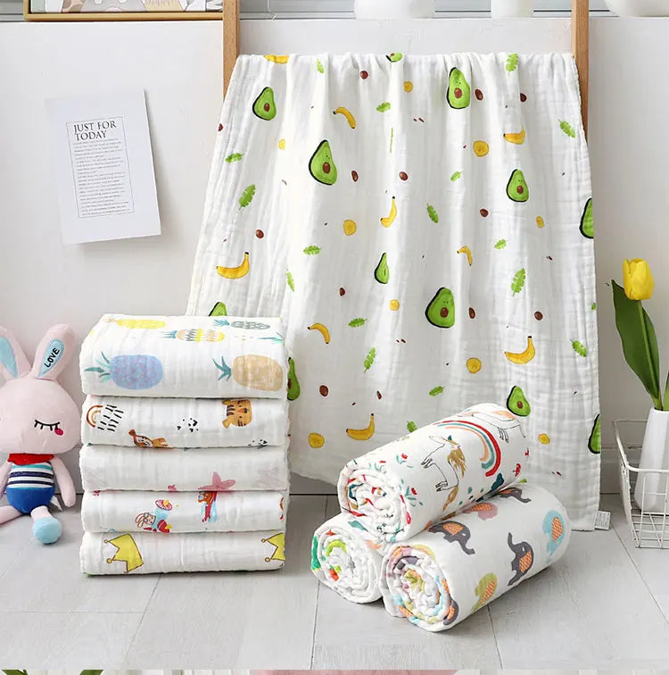 Serviette de bain pour bébé, couverture en coton pour garçon et fille, peignoir pour nouveau-né, gant de toilette en gaze à 4 couches, emmaillotage pour bébé
