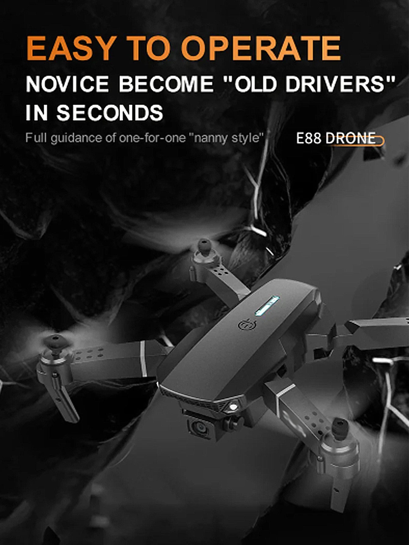E88 4K Professional Drone, Wide-Angle HD Camera, WiFi FPV, Altitude Hold, Foldable RC Quadrotor Helicopter, Children's Toys (Camera Not Included)