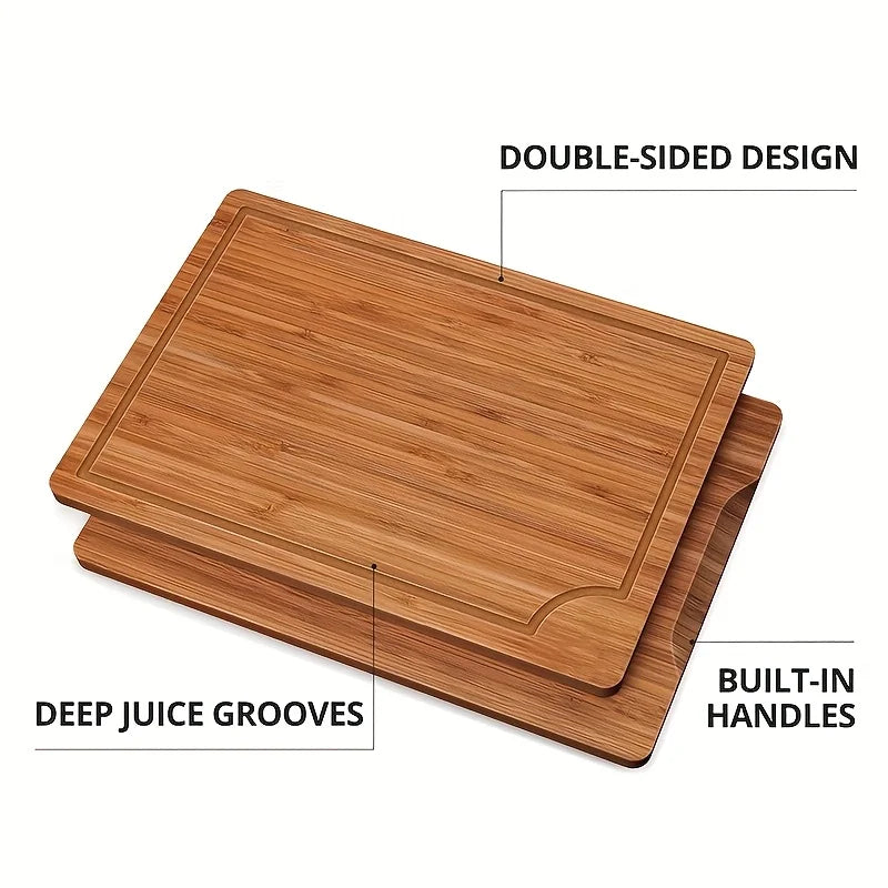 Ensemble de planches à découper en bambou, planche à découper polyvalente épaisse en bois pour viande, légumes et fruits
