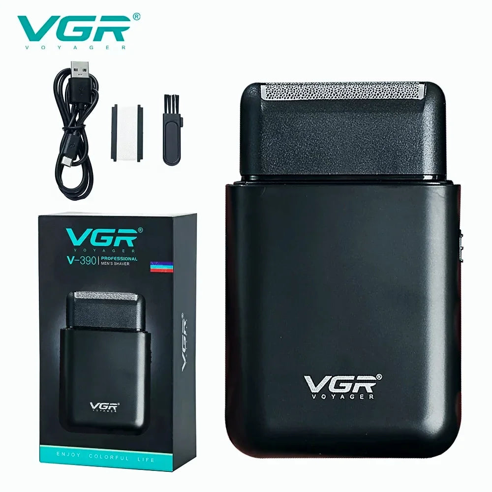 VGR Professional Electric Razor, Portable Mini Shaving Machine, USB Charging Beard Trimmer for Men, V 390