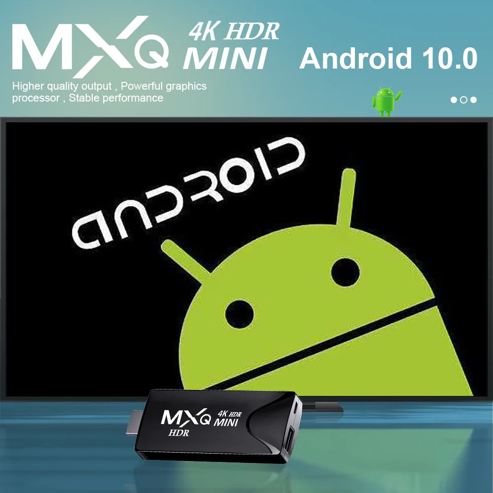 MXQMINI Smart Android Mini TV Stick Android 10 Quad Core Support 2.4G Wifi 4K HD TV Box H.265 Streaming décodeur intelligent
