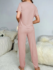 Pyjama à manches courtes pour femmes, nouveau style, pantalon élégant, décontracté, deux pièces, couleur unie, vêtements de maison