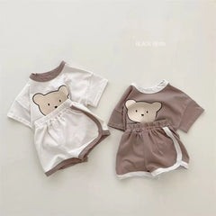 Ensemble de vêtements pour enfants, T-shirt et Short pour garçons et filles, 2 pièces, vêtements d'été à manches courtes pour bébés, costume confortable