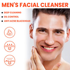 Nettoyant pour le visage pour hommes, contrôle de l'huile, rétrécissement des pores, élimination des points noirs d'acné, nettoyage en profondeur, hydratant, éclaircissant