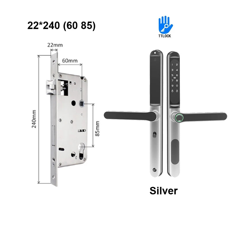 Serrure intelligente pour porte coulissante, étanche, mince, 2.8CM, mot de passe par empreinte digitale, carte IC, clé, compatible avec l'application TTlock et l'en-tête biométrique Alexa