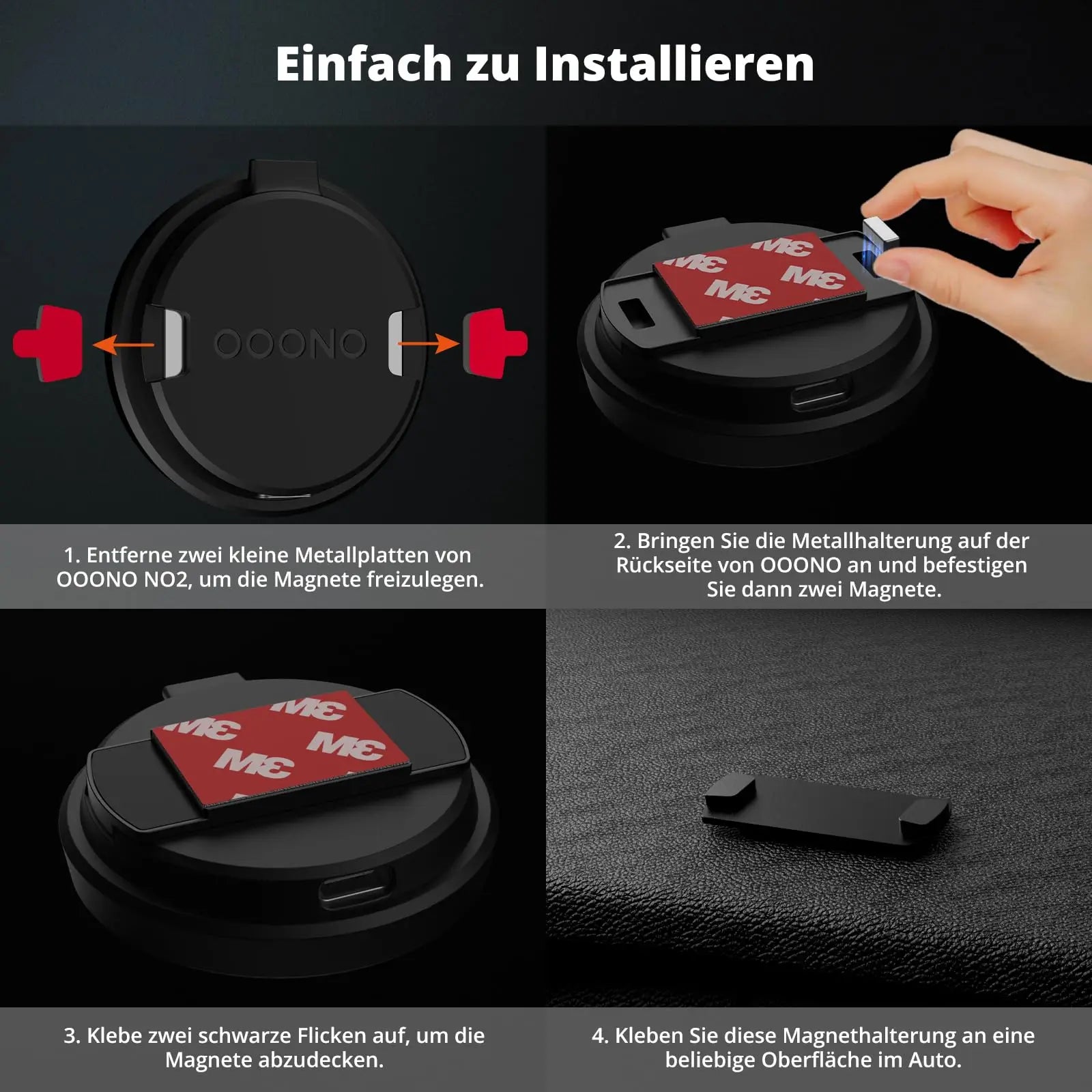 Support de voiture magnétique pour OOONO CO-Driver NO2, support de voiture en métal robuste avec aimants intégrés, Compatible avec la caméra de vitesse OOONO NO2