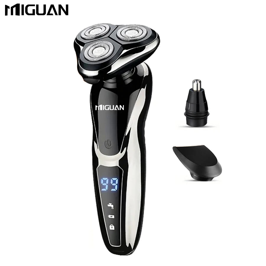 Rasoir électrique pour hommes, rasoir électrique 3 en 1, tondeuse à poils de nez, rasoir Portable rechargeable par USB, lame flottante 3D numérique
