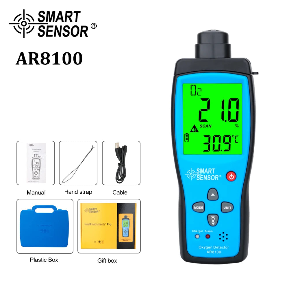 Capteur Intelligent Numérique d'Oxygène, Détecteur de Gaz, Alarme Sonore et Lumineuse, Moniteur de Qualité de l'Air avec Écran LCD de Température