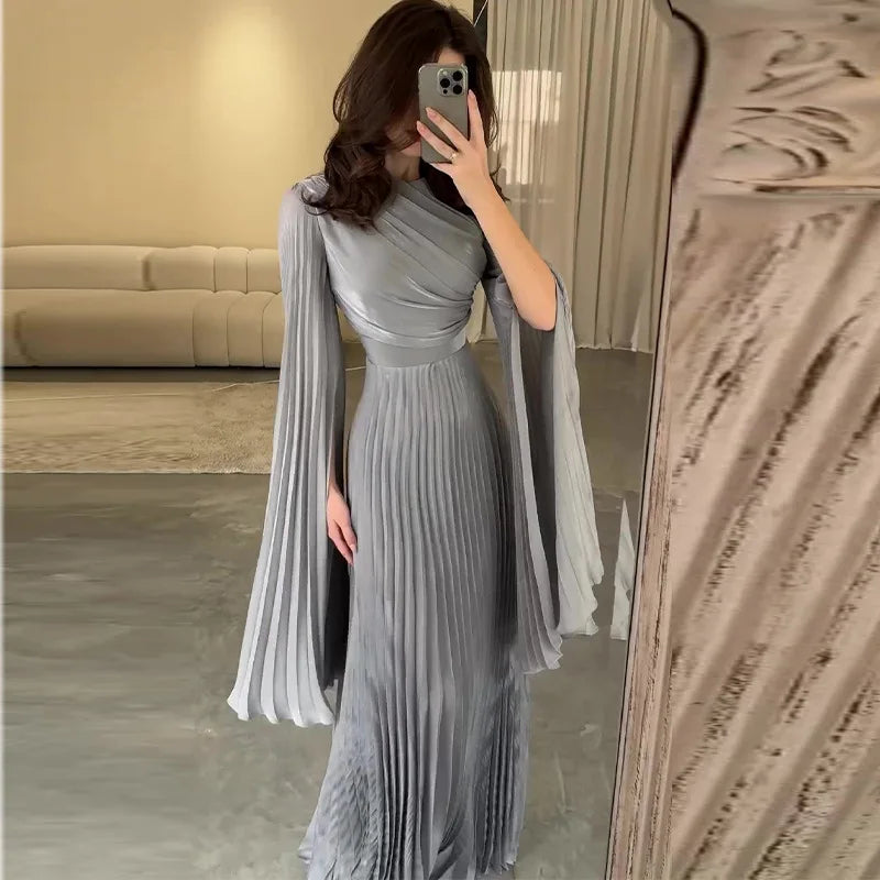 Women's Muslim Jalabiya-Abaya, Pleated Evening Dress, Educational Long Dress, Ramadan Abayas, Arabic Caftan, Morocco, Dubai, Islam