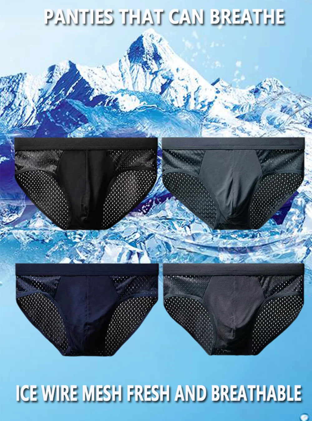 Men's underwear, men's thin and breathable triangle briefs, ice silk briefs, mesh, sexy square angle pants for men's shorts