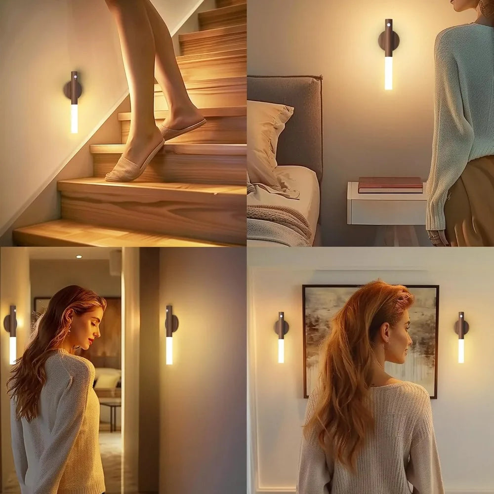 Lampe murale magnétique LED à mouvement intelligent, Rechargeable, capteur Portable, veilleuse pour couloir, chambre à coucher, escaliers, salle de bains, décoration d'armoires