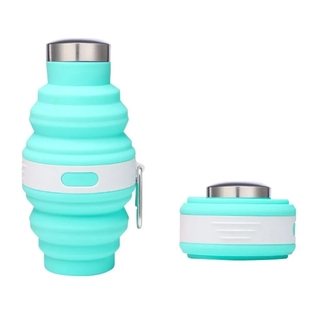Bouteilles d'eau pliables réutilisables de 475ml, tasses de randonnée rétractables en Silicone portables avec mousqueton, tasses de boisson pliantes pour café