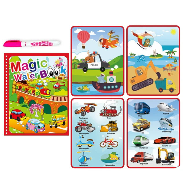 Jouets d'éducation précoce pour enfants, livre magique avec stylo, dessin à l'eau, jouets Montessori, livre de coloriage réutilisable, livre de dessin magique