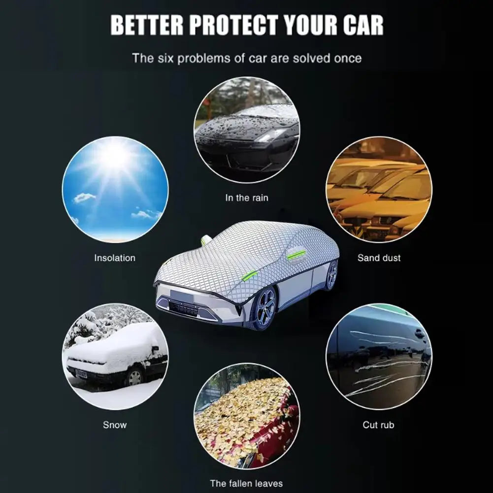 Outdoor car cover, waterproof, four-season windshield protector, hail protection, snow cover, sunshade, frost protection pieces