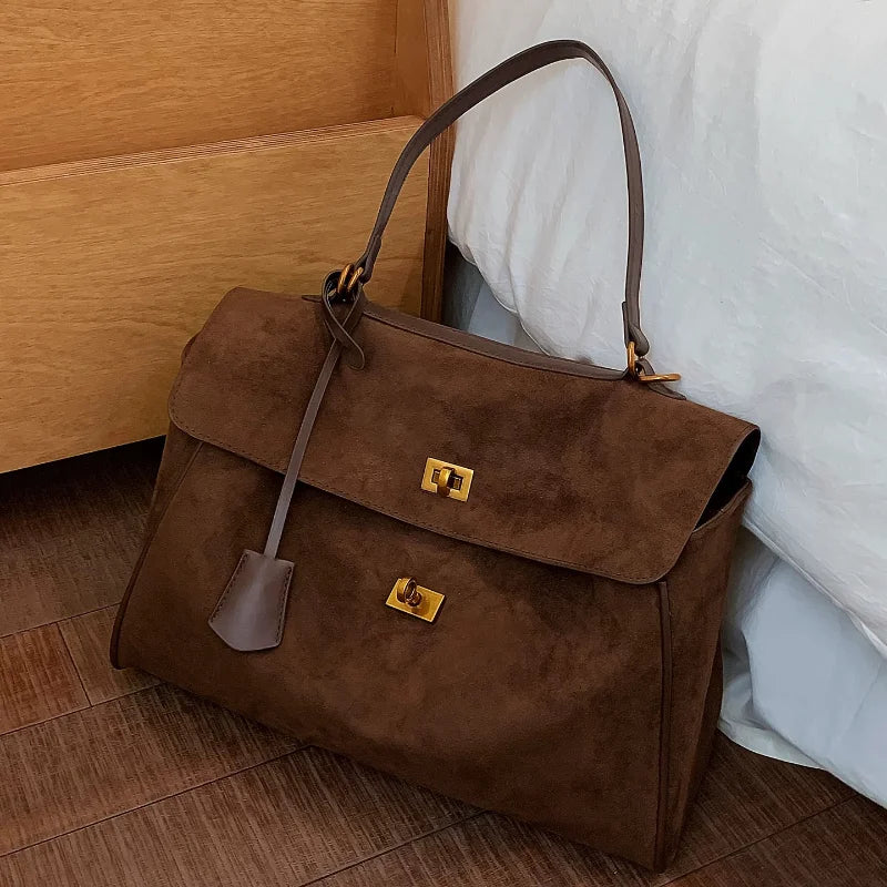 Sac à main de luxe pour femmes, café violet, marque avancée, Simple, fourre-tout en daim givré, sac à bandoulière de voyage pour banlieue