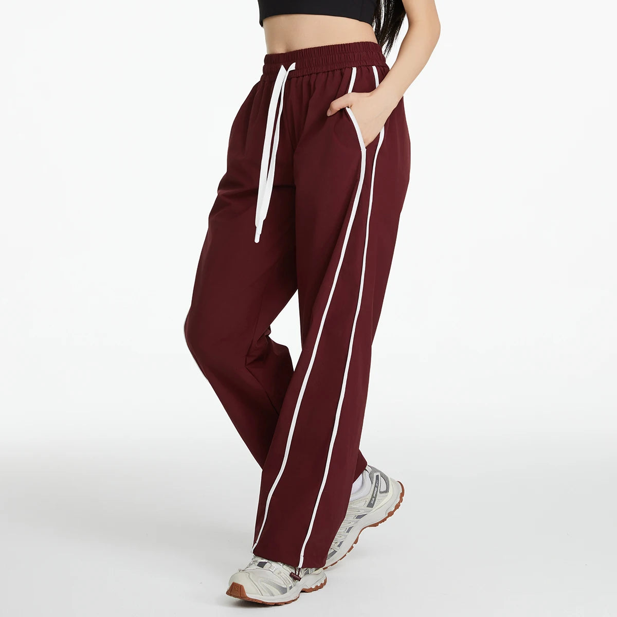 Women's sports pants, cool, windproof, outdoor mountaineering, loose fit, casual, wide legs, quick-drying, sun protection, summer
