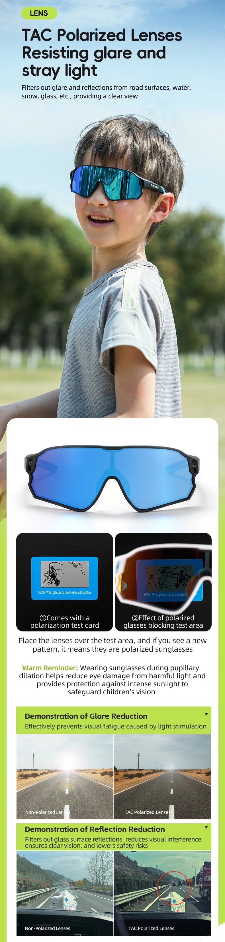 ROCKBROS lunettes de soleil enfants filles garçons lunettes polarisées/photochromiques enfants lunettes Protection UV lunettes lunettes