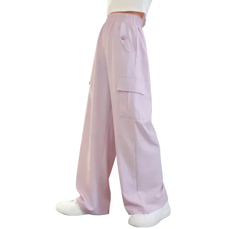 1 pièces filles vêtements pantalons filles à jambes larges enfants glace soie salopette nouveau anti-moustique pantalon sport Style vêtements porter à l'extérieur
