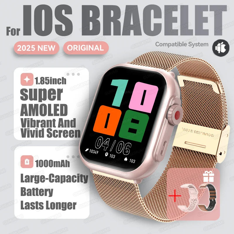 2025 nouvelle mode sport montre intelligente hommes femmes 1.85 pouces HD AMOLED plein écran tactile IP68 étanche Bluetooth appel montres intelligentes