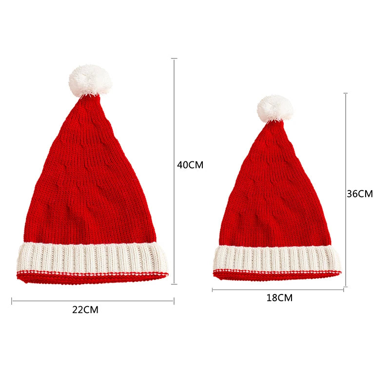 Chapeau de noël tricoté pour bébé, mignon, pompon, bonnet doux pour adulte et enfant, chapeau de père noël, cadeau du nouvel an pour enfant, décoration de noël 2023