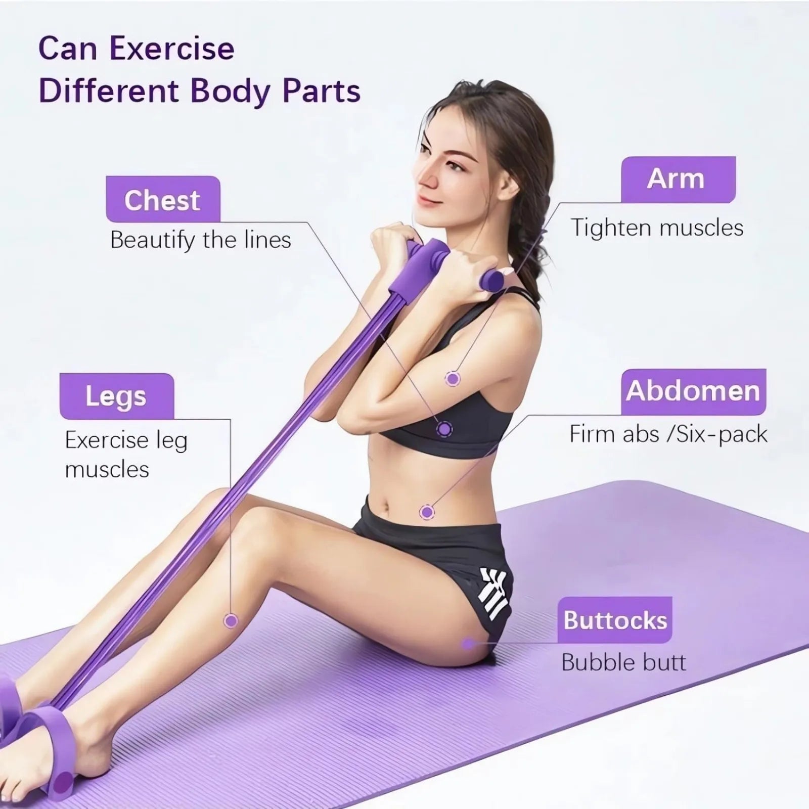 Tendeur de pédale à quatre tubes, équipement de Fitness domestique multifonctionnel, Yoga, renforcement Abdominal, bande élastique, corde de Tension