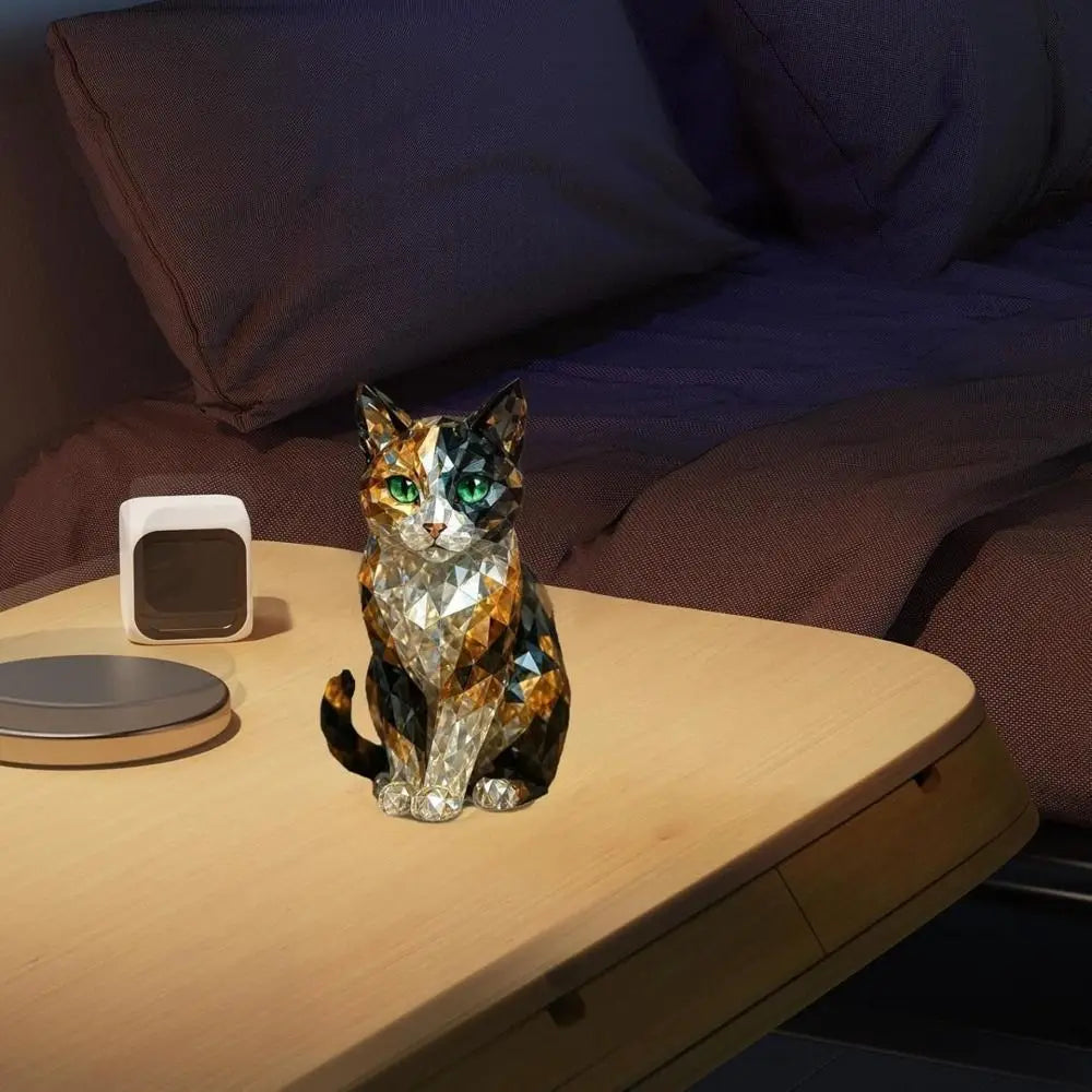 Collection of handmade crystal animal figurines, durable decorative glass sculptures of cats and dogs, glass animal statues