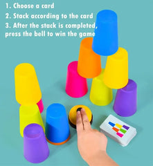 Jouets Montessori, jeu de tasse à pile avec carte, illumination intellectuelle éducative, Cognition des couleurs, formation logique pour enfants