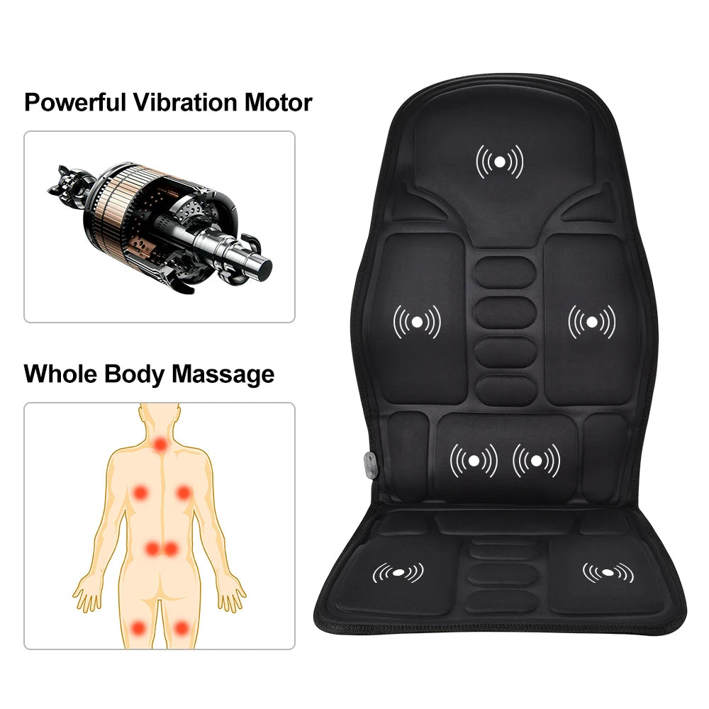 Masseur de dos électrique infrarouge, chaise de Massage complète du corps, coussin chauffant, vibrateur, voiture, maison, bureau, matelas lombaire pour le cou, tapis de chaise