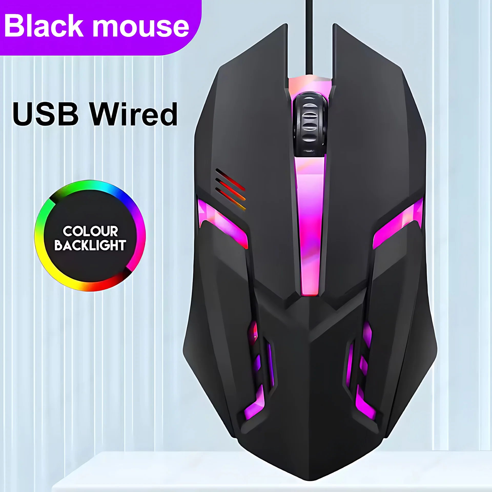 Clavier et souris filaires rétroéclairés arc-en-ciel, capuchons de touches flottants, clavier solide, résistant à l'usure et au toucher confortable pour le bureau d'affaires