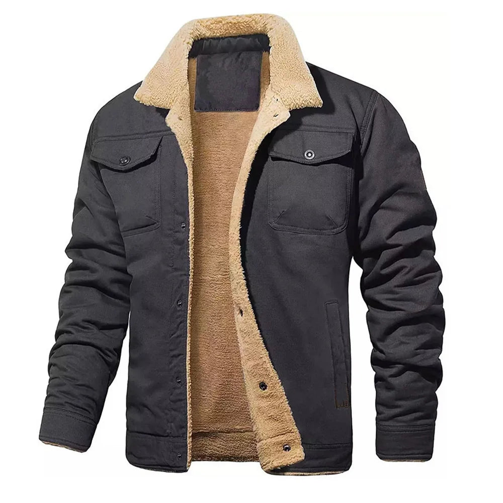 2025 mode veste polaire pour hommes couleur unie épais vêtements d'extérieur chauds hauts qualité automne hiver manteaux décontractés noir hommes vestes