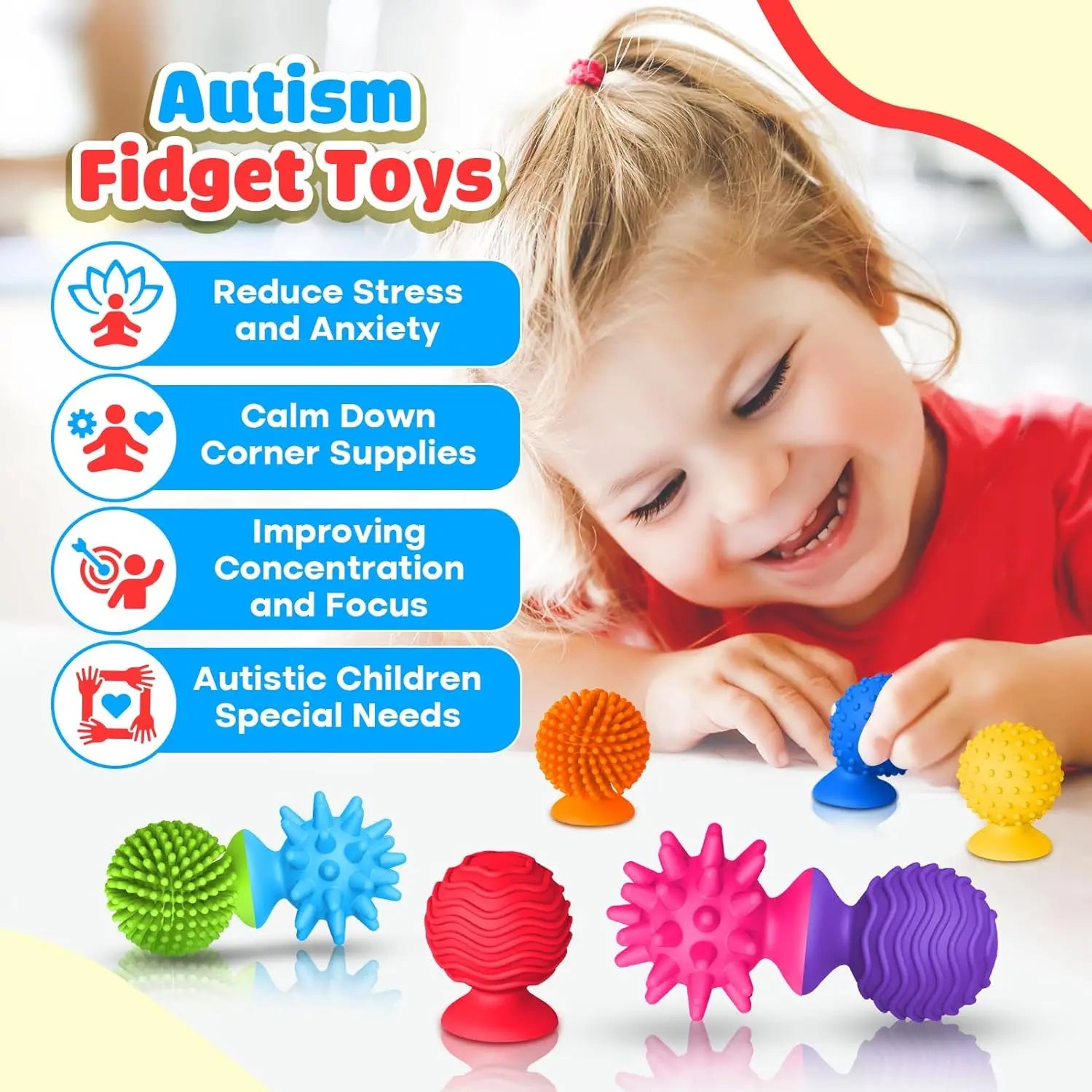 Ensemble de 8 jouets sensoriels souples en Silicone, avec ventouses texturées, jouets anti-Stress, cadeau d'activités