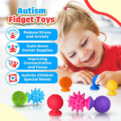 Ensemble de 8 jouets sensoriels souples en Silicone, avec ventouses texturées, jouets anti-Stress, cadeau d'activités