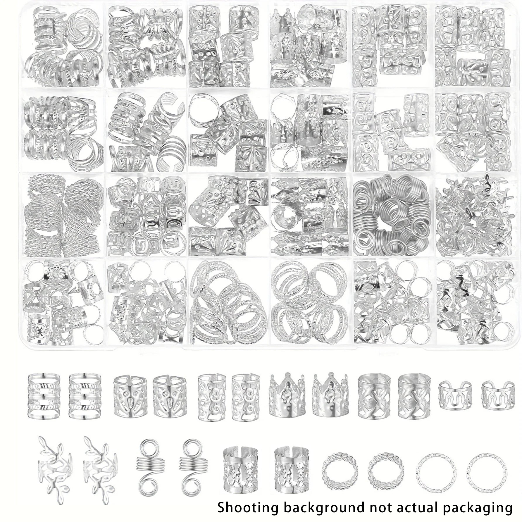Ensemble d'accessoires pour cheveux en alliage unisexe, style bohème élégant, motifs creux et perlés, forme ronde, bijoux de cheveux décoratifs, 280 pièces